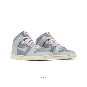 Nike Gray High-Top Sneakers with Pink Laces